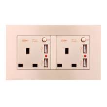 Champagne gold British switch square plug socket 86 type British square foot square hole switch socket panel 13A British standard socket British standard socket British socket 13A square foot plug