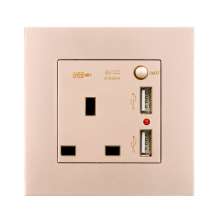 Champagne gold British switch square plug socket 86 type British square foot square hole switch socket panel 13A British standard socket British standard socket British socket 13A square foot plug