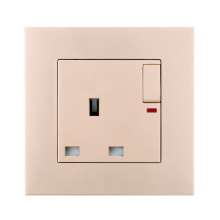 Champagne gold British switch square plug socket 86 type British square foot square hole switch socket panel 13A British standard socket British standard socket British socket 13A square foot plug