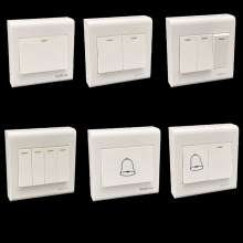 Surface mounted switch panel, switch socket, one bit, two positions, three positions, four positions, single control rocker switch, pure white fluorescent strip, 86 type household surface mounted swit