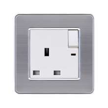 Brushed stainless steel British switch square plug socket 86 type British square foot square hole switch socket panel 13A British standard socket British standard socket British socket 13A square foot