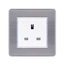 Brushed stainless steel British switch square plug socket 86 type British square foot square hole switch socket panel 13A British standard socket British standard socket British socket 13A square foot