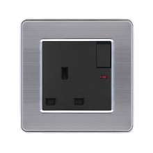 Brushed stainless steel British switch square plug socket 86 type British square foot square hole switch socket panel 13A British standard socket British standard socket British socket 13A square foot