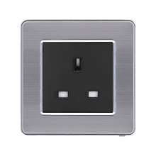Brushed stainless steel British switch square plug socket 86 type British square foot square hole switch socket panel 13A British standard socket British standard socket British socket 13A square foot