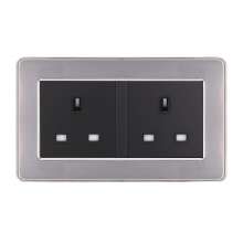 Brushed stainless steel British switch square plug socket 86 type British square foot square hole switch socket panel 13A British standard socket British standard socket British socket 13A square foot