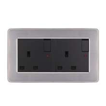 Brushed stainless steel British switch square plug socket 86 type British square foot square hole switch socket panel 13A British standard socket British standard socket British socket 13A square foot