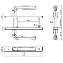New door handle / double door handle inside / outside / 85 center distance swing door lock / handle DL-028