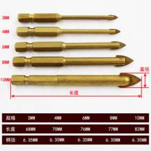 Titanium-plated hexagonal shank drill bit Slotted triangle drill bit Ceramic tile drill bit Glass drill bit Ceramic drill bit Alloy straight drill bit Woodworking cement drill bit