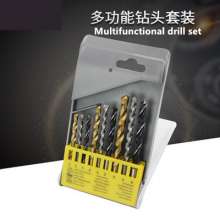 Electric drill accessories, drill set, titanium-plated drill, twist drill, drill, construction impact drill, woodworking drill, three-point drill, mixed set 9PC