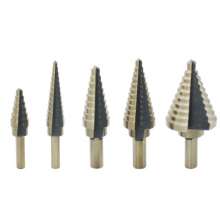 Triangle shank drill bit Straight groove drill bit Step drill Aluminum box drill bit Step drill Pagoda drill High speed steel drill bit Drill set set Inch 5PC drill bit