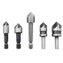 82-degree drill bit Five-edged drill bit Countersinking chamferer Guide chamfering cutter Quick wood drill bit Centering hexagonal shank set Round shank 5PC chamfering drill bit