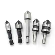 82-degree drill bit Five-edged drill bit Countersinking chamferer Guide chamfering cutter Quick wood drill bit Centering hexagonal shank set Round shank 5PC chamfering drill bit