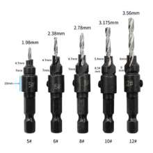 Hex shank countersink drill Woodworking screw drill Installation drill stepped drill Self-tapping screw drill countersunk hole drill bit Cone hole drill bit Drill bit set