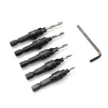 Hex shank countersink drill Woodworking screw drill Installation drill stepped drill Self-tapping screw drill countersunk hole drill bit Cone hole drill bit Drill bit set