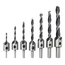 Woodworking three-point drill bit, countersink drill bit, hole chamfer drill bit, round drill bit, wood board punch bit, multi-functional twist drill, titanium plated drill bit