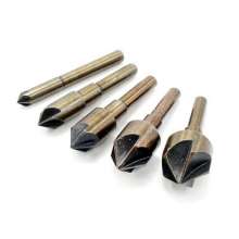 82 ° five-edged chamfering machine round shank taper bit 5PC inch woodworking chamfering machine deburring drill bit countersunk head drill high speed steel drill bit 4341 drill bit