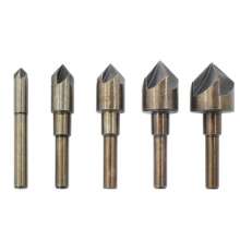82 ° five-edged chamfering machine round shank taper bit 5PC inch woodworking chamfering machine deburring drill bit countersunk head drill high speed steel drill bit 4341 drill bit