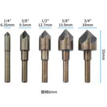 82 ° five-edged chamfering machine round shank taper bit 5PC inch woodworking chamfering machine deburring drill bit countersunk head drill high speed steel drill bit 4341 drill bit