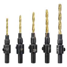 Titanium-plated twist drills, countersink drill bits, countersunk head drill bits, screw drill bits, woodworking hole drill screw tap bits, drill bit round shank, 5-piece set bit