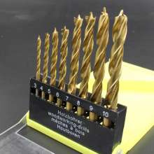 Titanium-plated drill bits, woodworking three-point drills, drill bit sets, wood and wood drills, drilling tools, edge-cutting drill bits, woodworking drill bits, 8 sets of 3-10mm