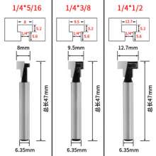 Woodworking milling cutter 1/4 shank keyhole cutter wood drill bit photo frame wall drill bit T-shaped keyhole cutter three-piece cutter head 5/16 3/8 1/2 cutter head