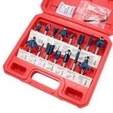 Woodworking milling cutter Plastic box set Trimming machine cutter head Engraving machine cutter head Combination woodworking cutter head Tool 1/4 handle set 12PC/15PC cutter head set