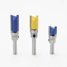 Woodworking milling cutter Copy-type trimming cutter Bearing-bearing cutter Trimming machine cutter head 1/4 shank straight knife Gong knife slotting carving tool