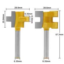 Woodworking milling cutter Square tooth mortise cutter 1/4 shank cutter High-grade T-shaped mortise cutter Floor knife Puzzle board knife Engraving knife yellow paint Woodworking cutter