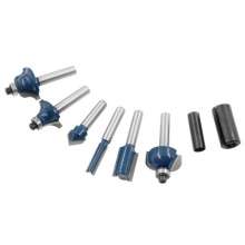 Woodworking milling cutter 8PC set 1/4 shank straight cutter rounded corner cutter V-shaped cutter Trimming machine cutter head Variable diameter ring combination milling cutter Woodworking milling cu