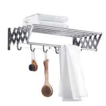 New product stainless steel towel rack balcony bathroom bathroom rack movable telescopic folding towel rack drying rack