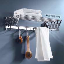 New product stainless steel towel rack balcony bathroom bathroom rack movable telescopic folding towel rack drying rack