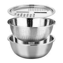 Thickened stainless steel grater basin set multi-function grater artifact multi-purpose basin rice sieve drain basin cutter non-magnetic