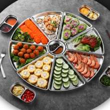 304 stainless steel platter combination seafood big coffee dish fan-shaped home reunion swing plate dinner plate hotel suitable platter