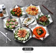 304 stainless steel platter combination seafood big coffee dish fan-shaped home reunion swing plate dinner plate hotel suitable platter