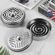 New product stainless steel mosquito coil box portable mosquito repellent outdoor with cover anti-mosquito coil box mosquito coil tray mosquito coil tray