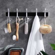 New space aluminum row hook movable clothes hook door rear row hook coat hook free punch aluminum alloy black hook