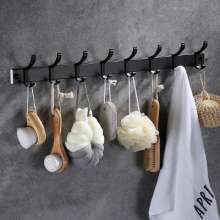 New space aluminum row hook movable clothes hook door rear row hook coat hook free punch aluminum alloy black hook