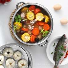 Edible stainless steel steaming hot pot multi-function steaming soup thickening pot hot pot double-layer three-layer soup steamer factory direct sales