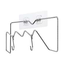 Stainless steel wall-mounted hook pot cover rack without punching multifunctional kitchen pot cover storage rack cutting board rack