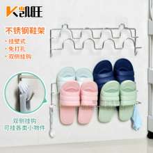 Stainless steel shoe rack bathroom kitchen special wall hanging type punch-free drying shoe rack slippers rack with hook shoe rack