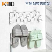 Stainless steel shoe rack bathroom kitchen special wall hanging type punch-free drying shoe rack slippers rack with hook shoe rack