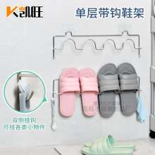 Stainless steel shoe rack bathroom kitchen special wall hanging type punch-free drying shoe rack slippers rack with hook shoe rack