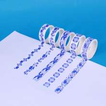 Chinese style element blue and white porcelain creative simple hand tearing and paper tape DIY hand account decorative tape custom