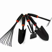 Four-piece gardening set with black plastic handle Potted flower shovel dual-use hoe shovel agricultural shovel garden tool set