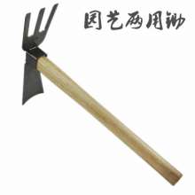 Dual-purpose hoe, short wooden handle, carbon steel, agricultural anti-off small hoe, hoe to plant vegetables, garden tools