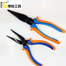 Borui double-color handle black-headed long-nosed pliers needle-nose pliers wire cutters vise pliers clamp pliers flat-nose pliers
