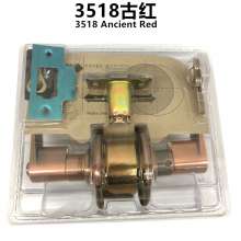 3518 ancient red steel wire drawing zinc alloy handle ball lock zinc alloy gold shape lock between guns Indoor door lock Bathroom lock room door lock Exterior door lock Ball lock