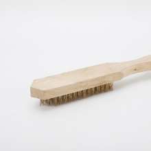 Steel wire brush with wooden handle