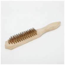 Steel wire brush with wooden handle