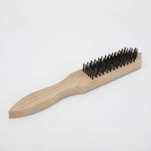 Steel wire brush with wooden handle